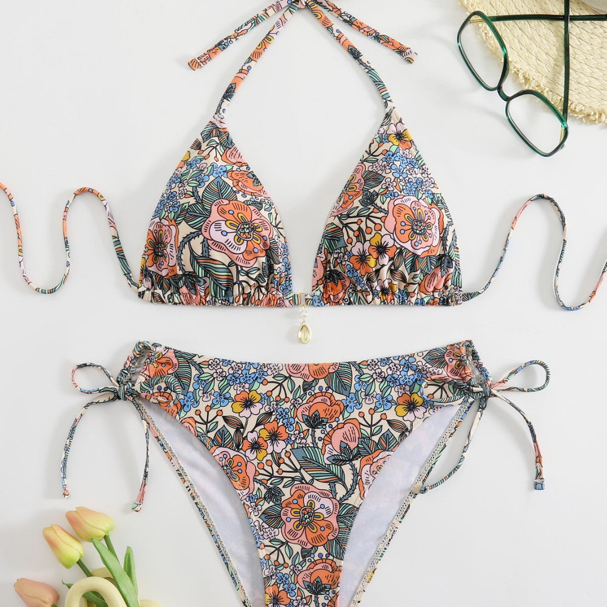Damen Blumenmuster Bikini-Set R&B