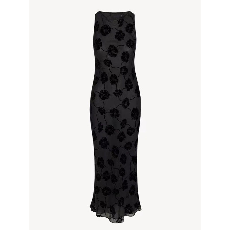 Damen Maxi-Kleid mit floralem Spitzenmuster und elegantem, schwingendem Saum R&B