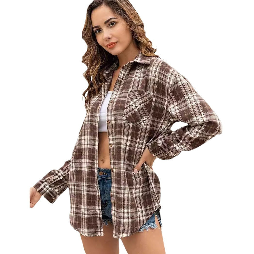 Damen Karierte Freizeitbluse R&B