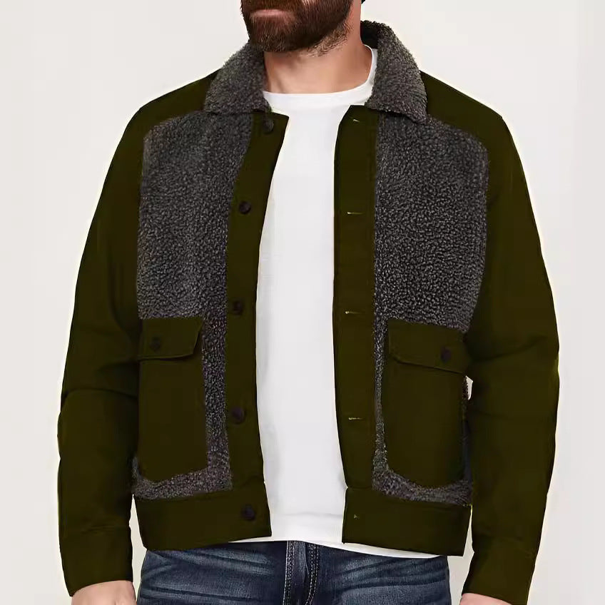 Herren warme Fleecejacke mit praktischen Taschen und weichem Kragen R&B