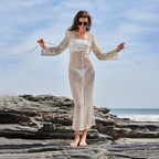 Damen figurbetontes Netzkleid mit raffiniertem Muster R&B