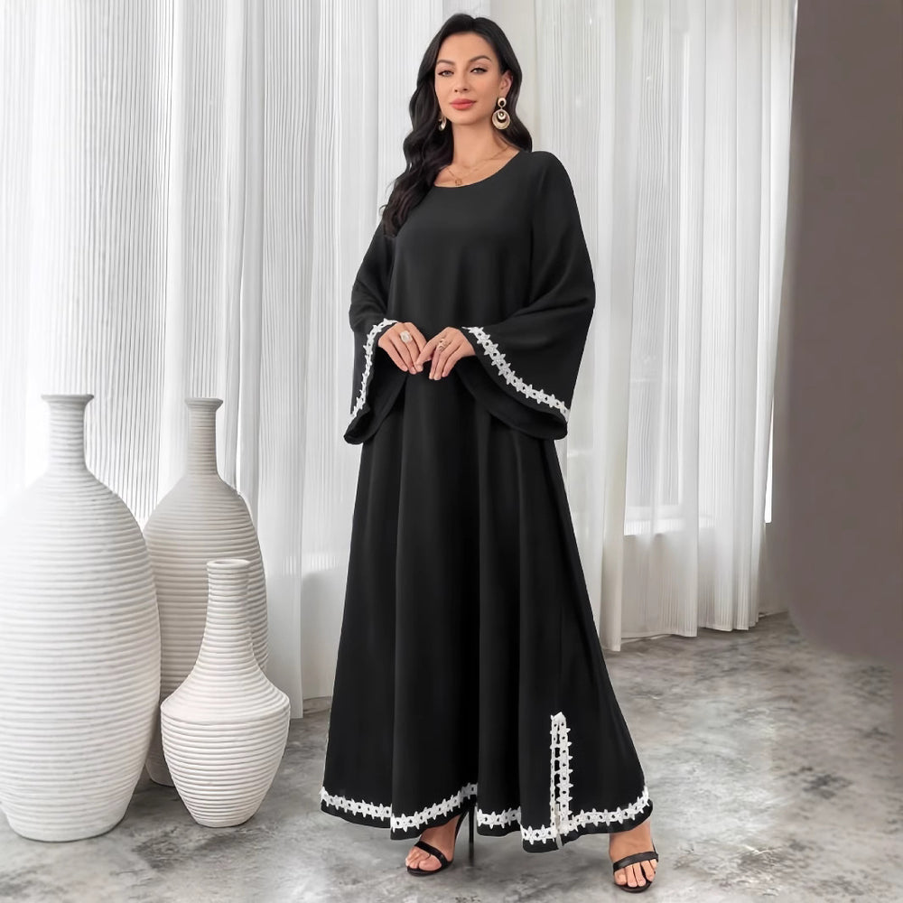 Damen Elegantes Maxikleid mit ausgestellten Ärmeln und feinen Spitzenakzenten R&B