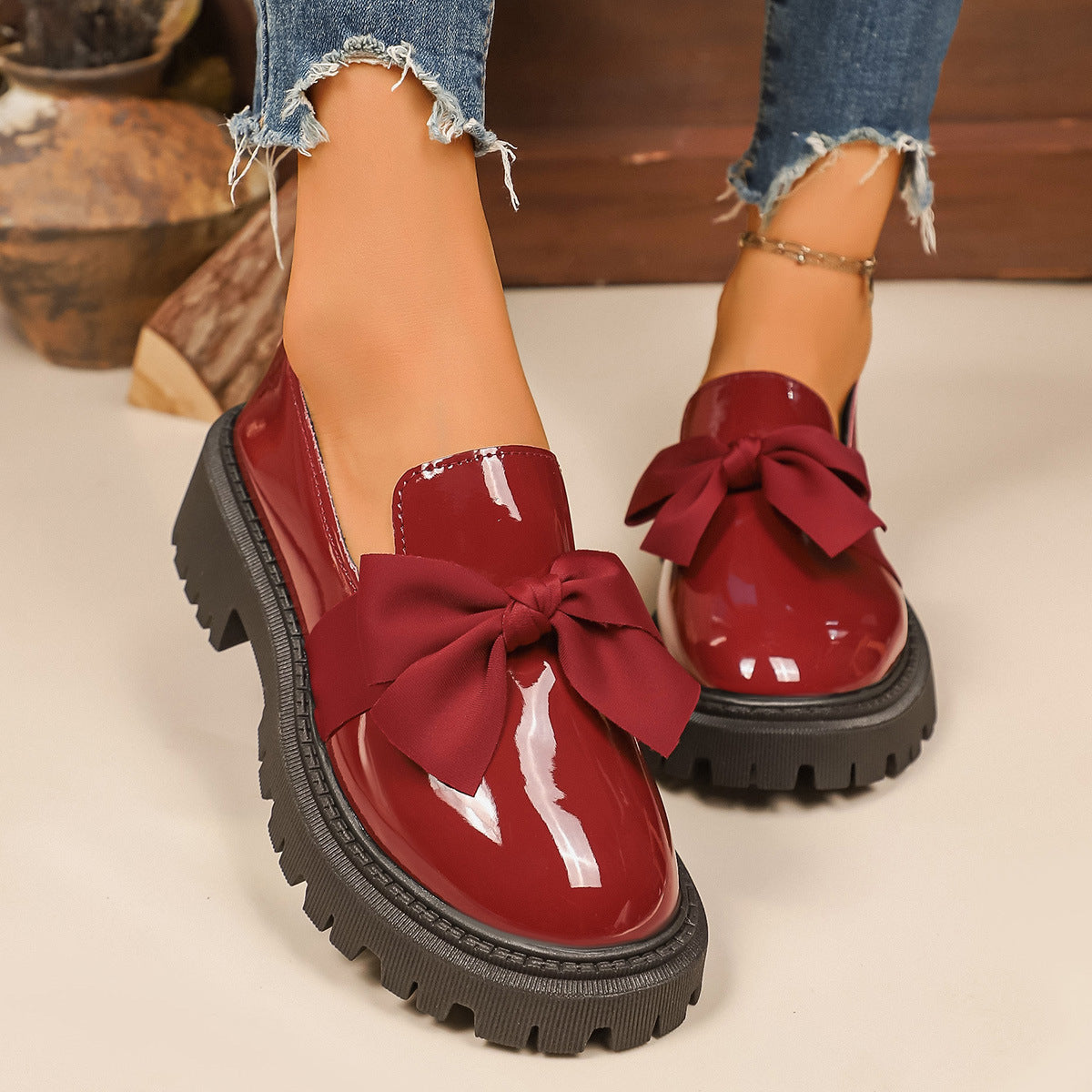 Damen Loafers mit elegantem Schleifen-Design und rutschfester Sohle