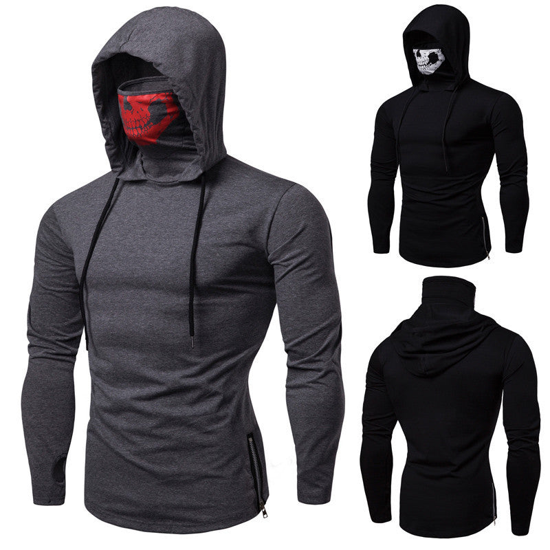 Herren Langarmshirt mit Kapuze und einzigartigem Totenkopfdesign