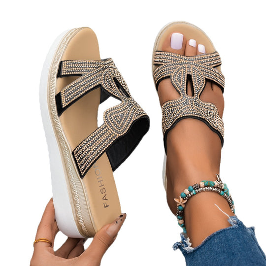 Damen Wedge-Sandalen mit funkelndem Applikationen R&B