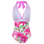 Damen Badeanzug mit floralem Design und modischem Überrock R&B