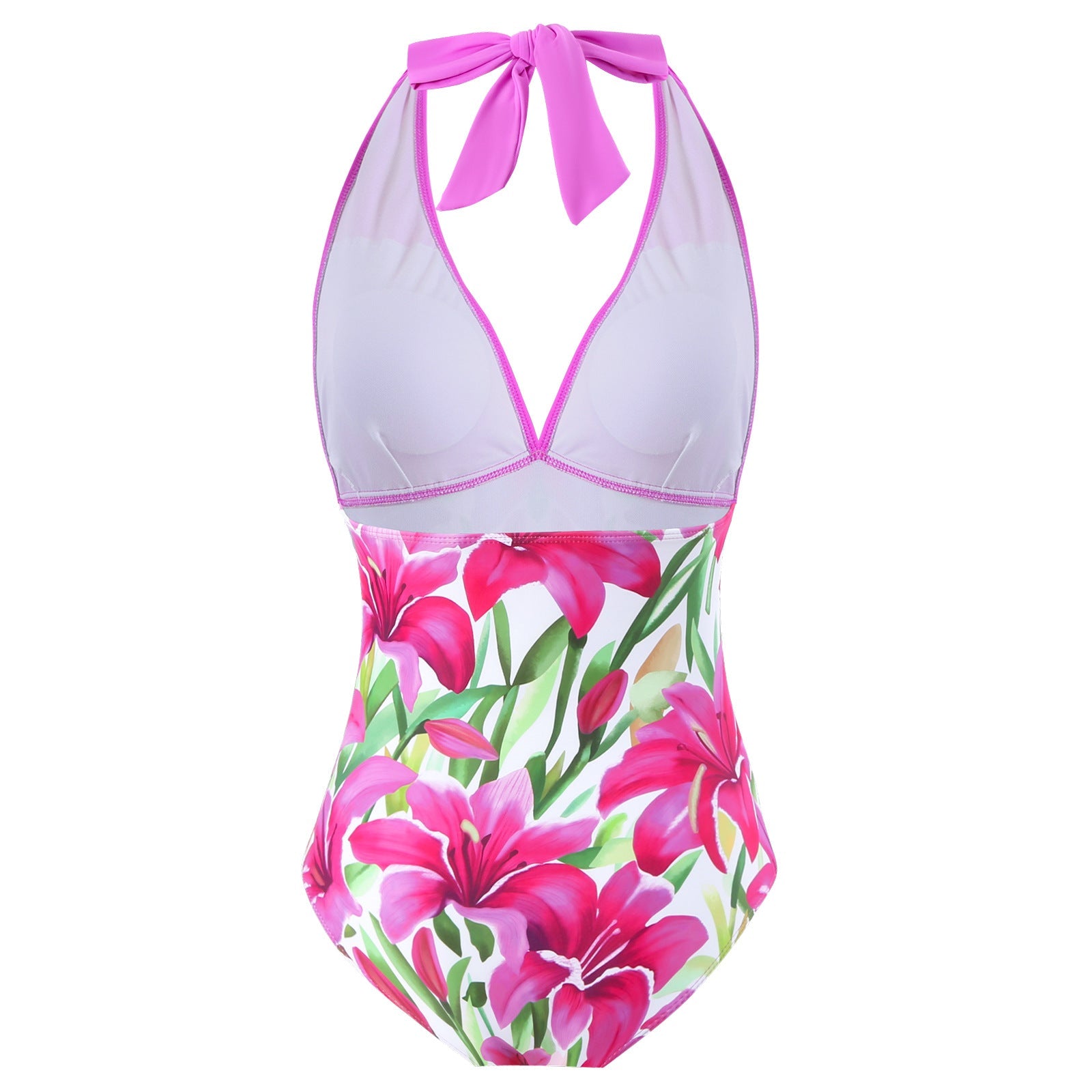 Damen Badeanzug mit floralem Design und modischem Überrock R&B