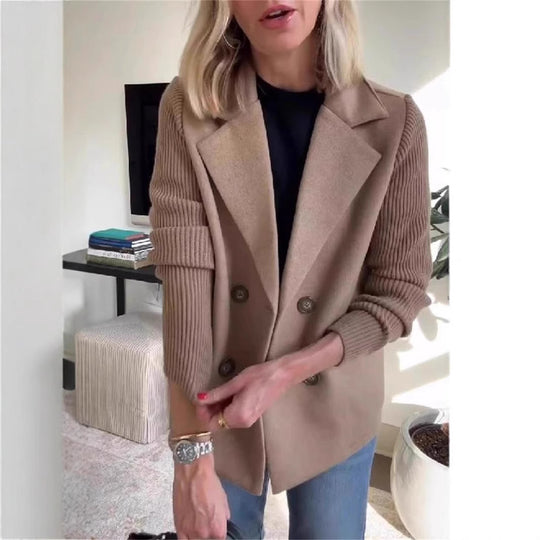 Damen Modischer Oversized-Blazer mit Doppelreihe R&B