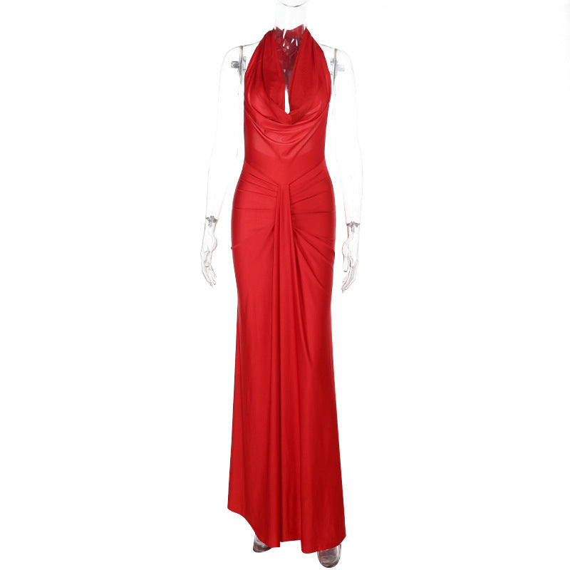 Damen Elegantes Maxikleid mit schmeichelndem Schnitt und tiefem V-Ausschnitt R&B