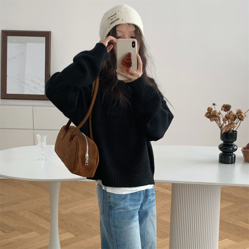 Damen Kurzpullover mit Stehkragen und Reißverschluss R&B
