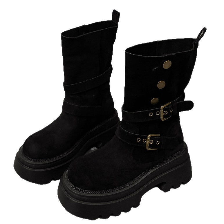 Damen Stiefeletten mit stylishen Schnallen und rutschfester Sohle R&B
