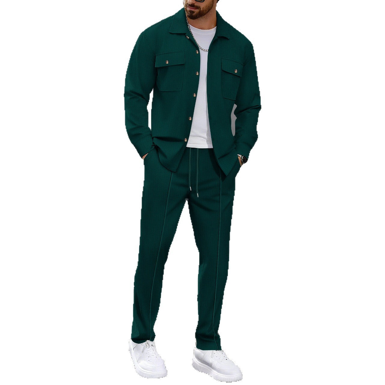 Herren modisches Freizeit-Set mit strukturierter Jacke und bequemen Hosen R&B
