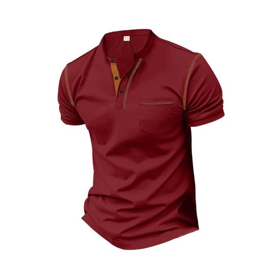 Herren Poloshirt mit modernem Henley-Kragen und praktischen Brusttasche R&B
