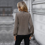 Damen elegante Bluse mit raffiniertem Bindegürtel und langen Ärmeln R&B