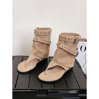 Damen dezente High-Top Sandalen mit dekorativen Schnallen R&B