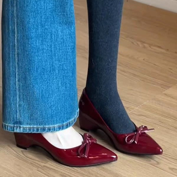 Damen elegante Pumps mit modischem Schleifenakzent R&B