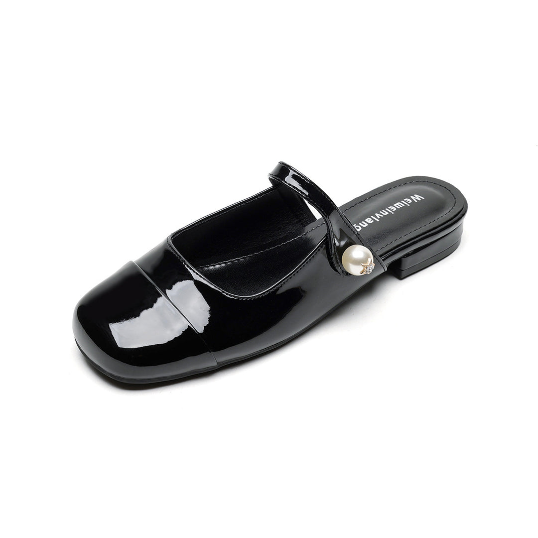 Damen elegante Mules mit modischem Riemen und ansprechendem Farbkontrast R&B