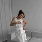 Damen sommerliches Wickelkleid mit seitlichem Schlitz und tailliertem Design R&B
