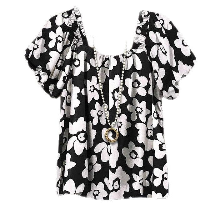 Damen blumiges Oberteil mit Puffärmeln R&B