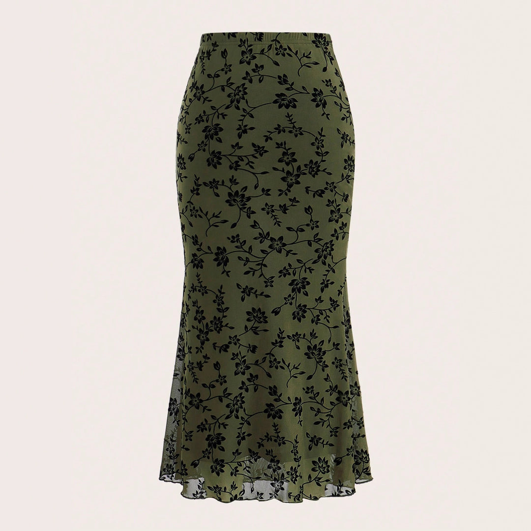 Damen Maxirock mit floralem Design und eleganter Silhouette R&B