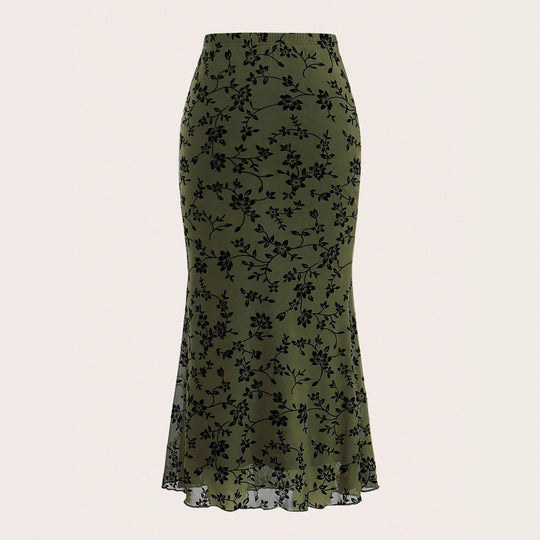 Damen Maxirock mit floralem Design und eleganter Silhouette R&B