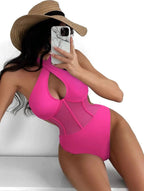 Damen Badeanzug mit transparenten Einsätzen R&B