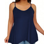 Damen lässiges Spaghetti-Träger Top mit asymmetrischem Saum R&B