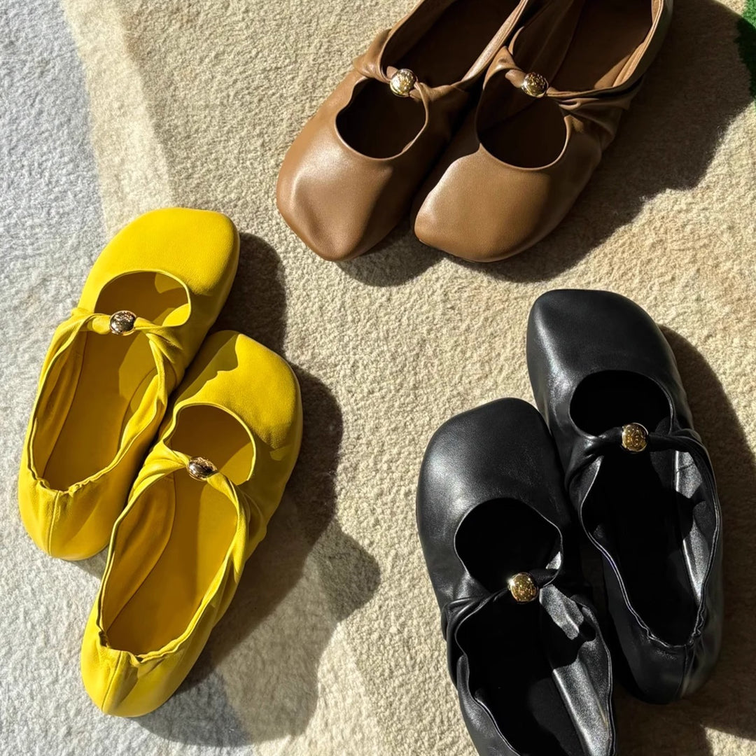 Damen Ballerinas mit dekorativem Kettenakzent und modischer Knopfdetail R&B