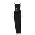Damen elegantes Bodenkleid mit gerafftem Design und verstellbarem Gürtel R&B