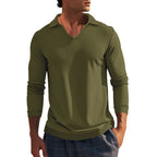 Herren Langarm-Shirt mit modernem V-Ausschnitt und strukturiertem Design R&B