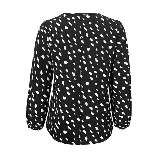 Damen Bluse mit V-Ausschnitt und modernem Punktdesign R&B