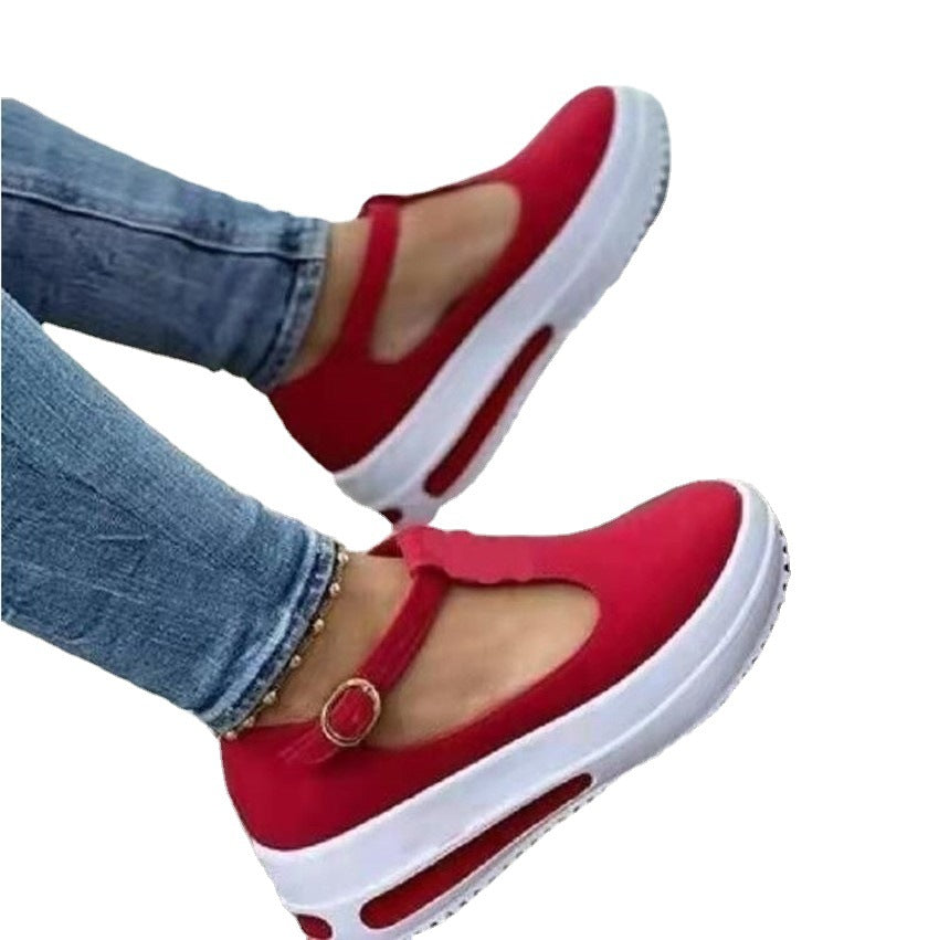Damen Plateau-Sneaker mit modischem Schnallenverschluss und luftiger Sohle R&B