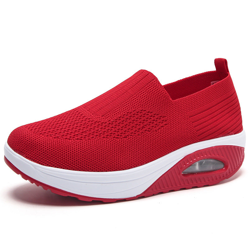 Damen nan gestrickter Slipper mit versteckter Keilsohle und sichtbarer Luftkammer R&B