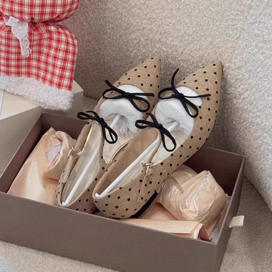Damen Ballerinas mit eleganter Punktstruktur und dekorativem Schleifenakzent R&B