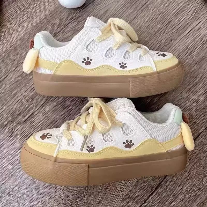 Damen Freizeit Sneaker mit liR&Bevollem Pfotenmotiv und atmungsaktiver Obermaterial R&B