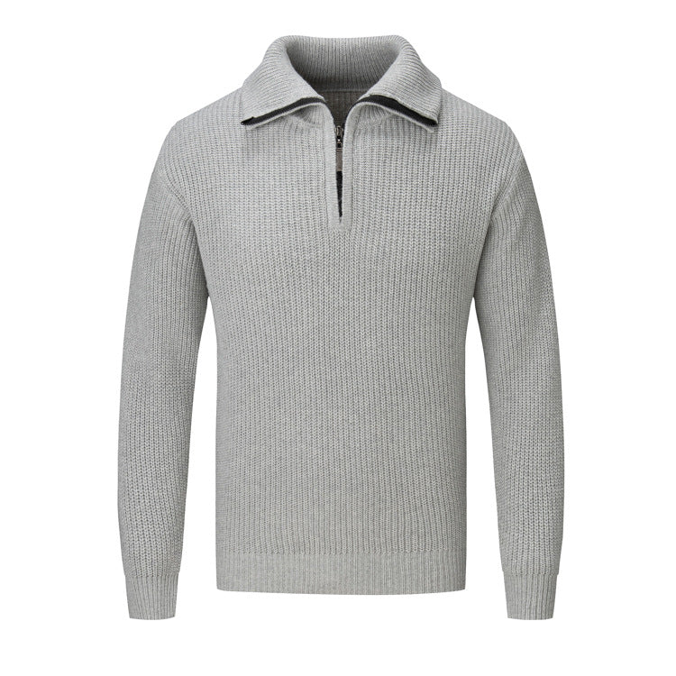 Herren Freizeitpullover mit halbem Reißverschluss und strukturiertem Strickmuster R&B