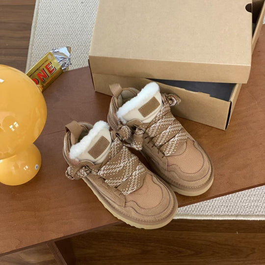Damen Sportliche Sneaker mit warmem Futter und elastischen Schnürsenkeln R&B