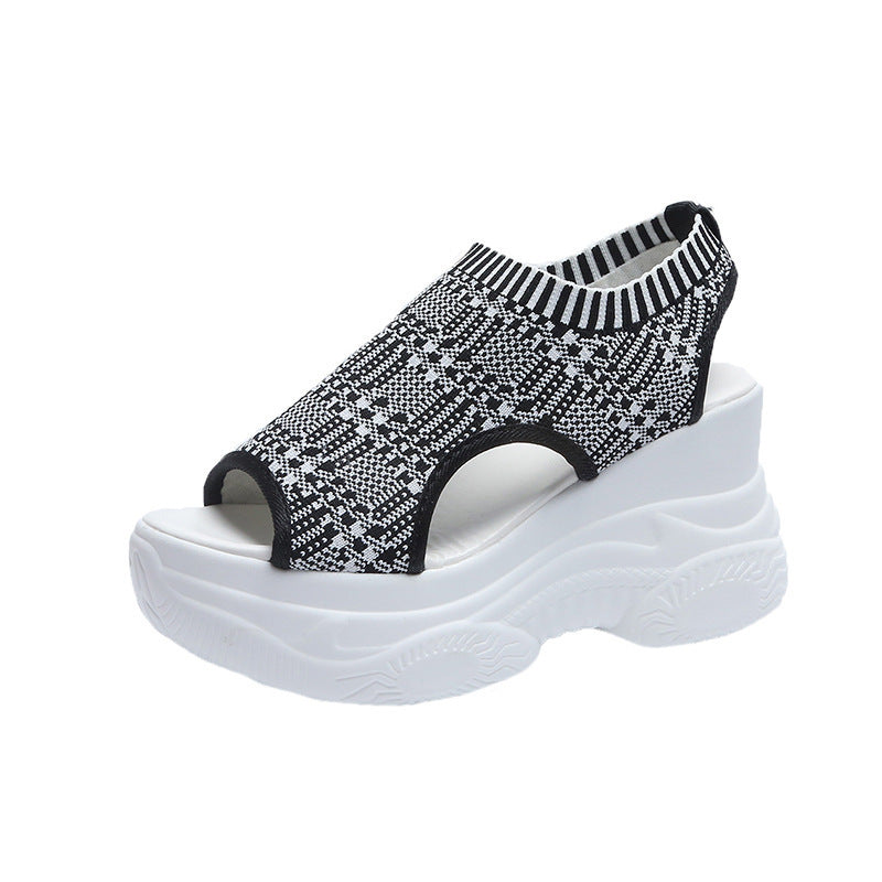 Damen nan Plateau-Sandalen mit elastischem Strickschaft und sportlicher Profilsohle R&B