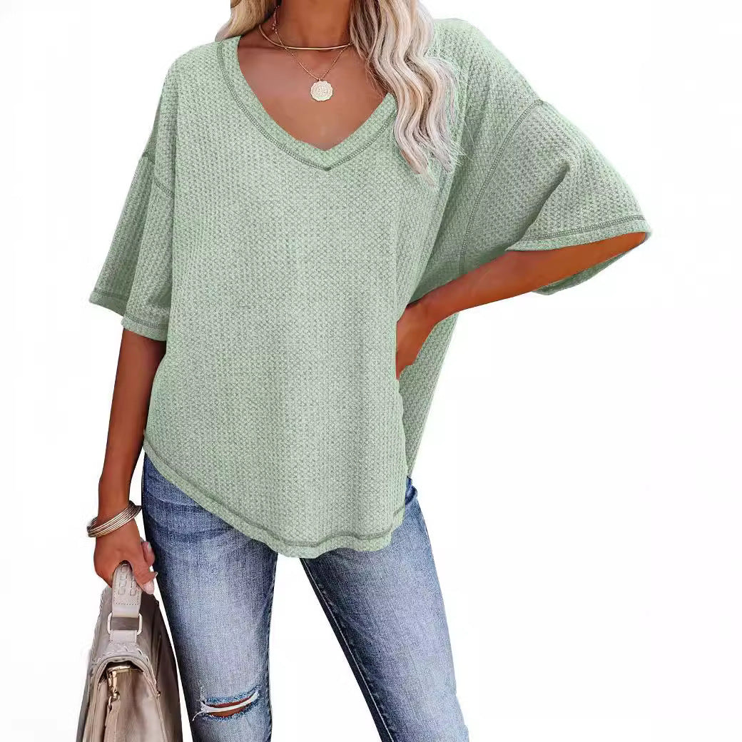 Damen lässiges Oversized-Oberteil mit strukturiertem Webmuster R&B