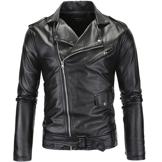 Herren stylische Bikerjacke aus hochwertigem Kunstleder R&B