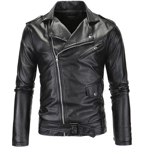 Herren stylische Bikerjacke aus hochwertigem Kunstleder R&B