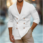Herren eleganter Leinenblazer mit modernem Schnitt und doppelter Knopfleiste