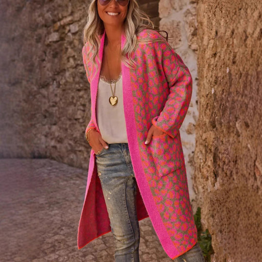 Damen modischer Cardigan mit auffälligem Muster R&B