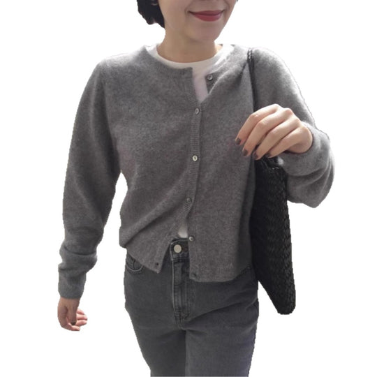 Damen feine Strickjacke mit Knopfleiste und weichem Material R&B