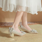 Damen elegante und funkelnde Pumps mit dekorativen Schleifen R&B