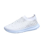 Damen nan gestrickter Slip-On Sneaker mit Strassbesatz, elastischem Schaft und stoßdämpfender EVA-Sohle R&B