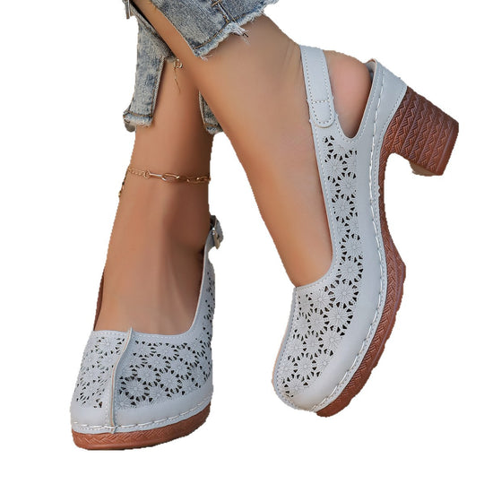 Damen Slingback-Pantoletten mit floralen Ausschnitten R&B
