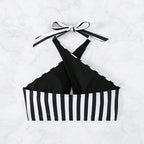 Damen Triangel-Bikinioberteil mit durchdachtem Wickeldesign und elegantem Streifenmuster R&B