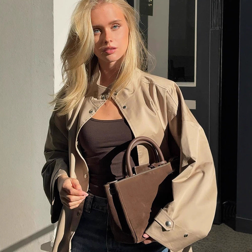 Damen lässige Oversized Jacke mit praktischen Taschen R&B