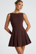 Damen Elegantes A-Linien Kleid mit weit schwingendem Saum und raffinierten Falten